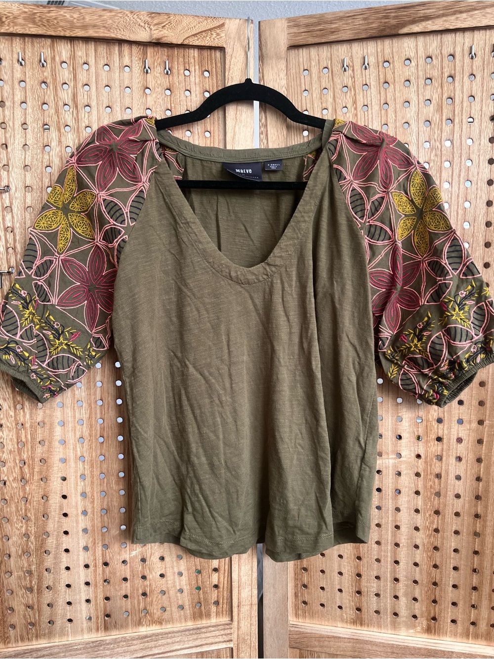 Maeve by Anthropologie | Botanical Embroidered Puff Sleeves | XS